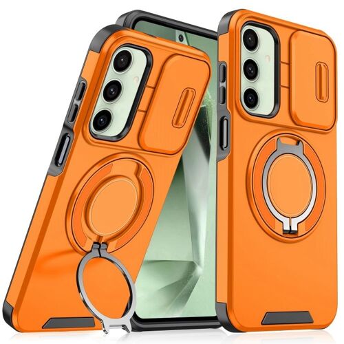 Coque Camshield avec anneau pour Samsung Galaxy S24 FE 5G, Orange