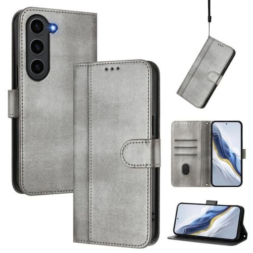 Étui En Cuir Rétro Pour Samsung Galaxy S23+ 5g Avec Boucle, Gris