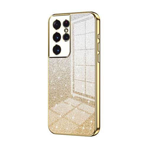 Coque Dégradée À Paillettes Pour Samsung Galaxy S21 Ultra 5g, Or