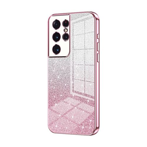 Coque Dégradée À Paillettes Pour Samsung Galaxy S21 Ultra 5g, Rose