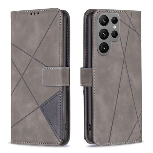 Étui En Cuir Magnétique Pour Samsung Galaxy S24 Ultra 5g, Gris