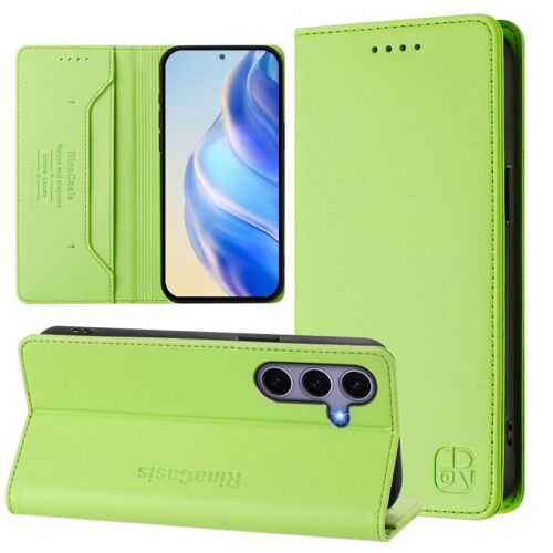 Étui En Cuir Magnétique Anti-Rfid Pour Samsung Galaxy S23 Fe 5g, Herbe Verte