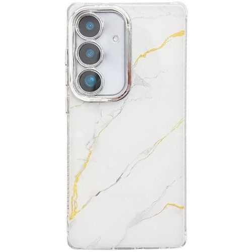 Coque Marbre Électrolytique Pour Samsung Galaxy S25+ 5g, Or Blanc