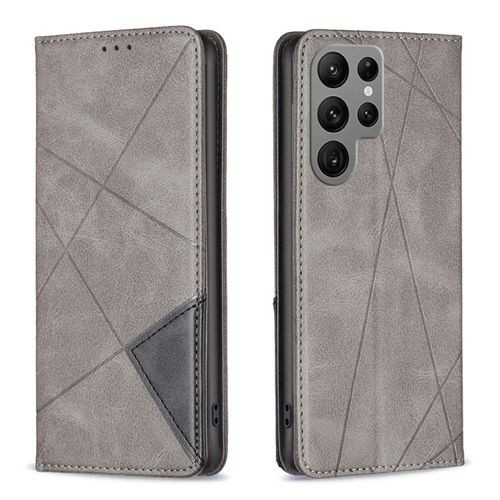 Étui En Cuir Magnétique Pour Samsung Galaxy S24 Ultra 5g, Gris