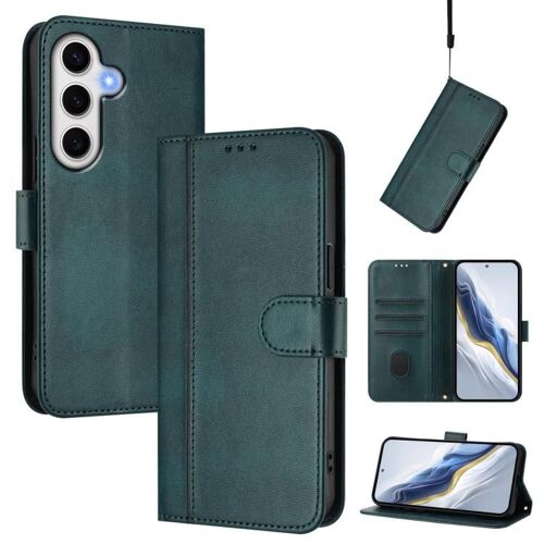 Étui En Cuir Rétro Pour Samsung Galaxy S23 Fe 5g Avec Boucle, Vert Foncé
