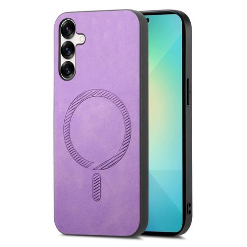 Coque Pu Magsafe Pour Samsung Galaxy S25+ 5g - Rétro Unie, Violet