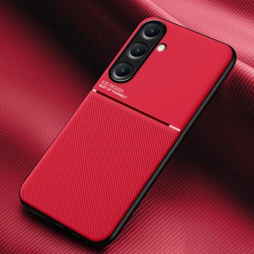 Coque Hybride Magnétique En Polycarbonate Et Tpu Pour Samsung Galaxy A56 5g - Motif Classique Et Grainé, Rouge