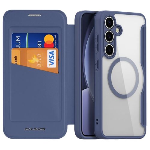Étui En Cuir Dux Ducis Pour Samsung Galaxy S25 5g - Skin X Pro Series Avec Magsafe, Bleu