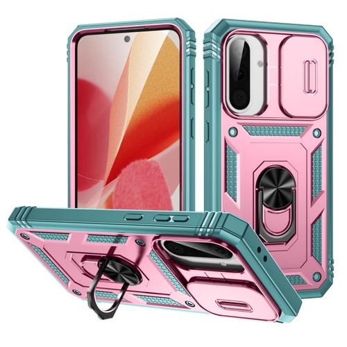 Coque Camshield Tpu Et Pc Avec Support Pour Samsung Galaxy A56 5g, Rose Et Vert