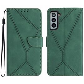 Étui En Cuir Pour Samsung Galaxy S22+ 5g Avec Coutures, Vert