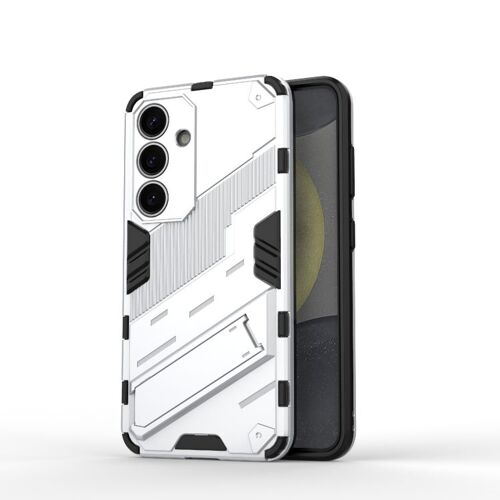 Coque Antichoc 2 En 1 Punk Armor Pour Samsung Galaxy S25 5g - Pc Et Tpu Avec Support Invisible, Blanc