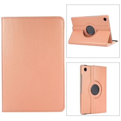 Étui Rotatif 360° En Cuir Pour Samsung Galaxy Tab A9 - Texture Litchi, Or Rose