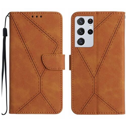 Étui En Cuir Pour Samsung Galaxy S21 Ultra 5g, Brun