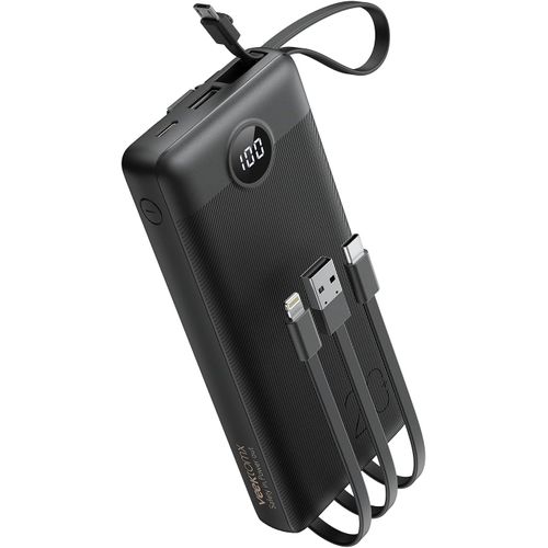 Power Bank 20000mah, Batterie Externe Avec 4 Câbles Intégrés Voyage, Veektomx Batterie Externe Charge Rapide Usb C, 5 Sorties Et 4 Entrées Powerbank Grande Capacité Chargeur Externe Batterie Portable