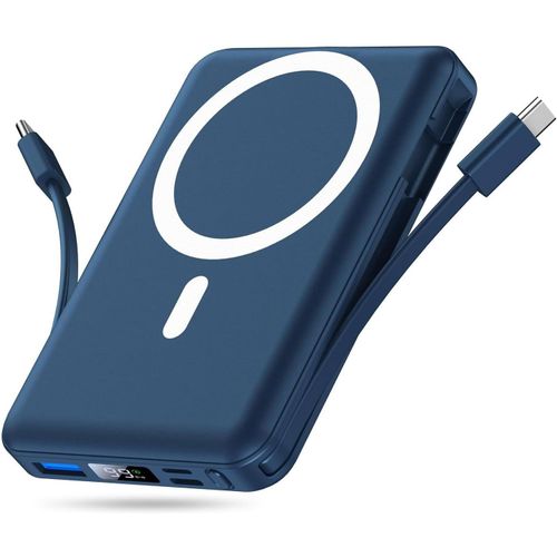 For Batterie Externe Iphone Magnétique, Compatible Avec Magsafe 10000mah Sans Fil Power Bank Charge Rapide Avec 2 Câbles Intégrés Affichage Led Compatible Iphone 16/15/14/13/12/Pro/Pro Max[Z175]