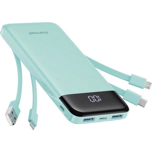Batterie Externe 10000mah Avec 4 Câbles Intégrés Batterie Portable Usb C Mince Power Bank Avec 6 Sorties Et 3 Entrées Pour Iphone 12 13 11 Samsung S21 S22(Qing)