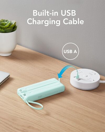 Batterie Externe 20000mah Power Bank Haute Capacité Avec 4 Câbles Intégrés - Batterie Externe Charge Rapide Veektomx 5 Ports Usb Pour Iphone,Samsung - Compacte Pour Voyage/Randonnée/Camping (Bleu)