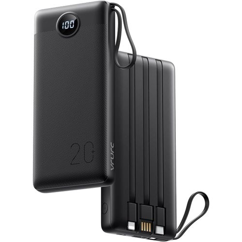 Batterie Externe 20000mah Qc 22.5w Power Bank Cable Intégré,Usb C Charge Rapide Led Chargeur Portable Avec 4 Sorties Et Pour Iphone13/12/11/X/8,Samsung Huawei Xiaomi Tablet
