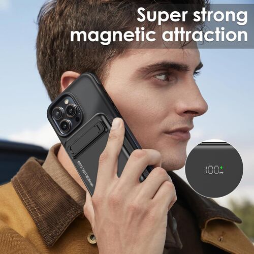 Power Bank,Batterie Externe For Magnétique Sans Fil,Chargeur Portable,Câble Intégré Type-C,Écran Lcd,Support Pliable,Pour Iphone,Samsung,Huawei,Xiaomi