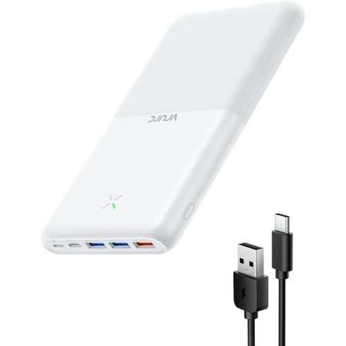 Batterie Externe 30000mah Usb C Power Bank Haute Capacité Charge Rapide 22.5w Compact Batterie Portable Avec 4 Sorties Et 3 Entrées Compatible Avec Téléphone Iphone Tablet (Blanc)[Z2275]