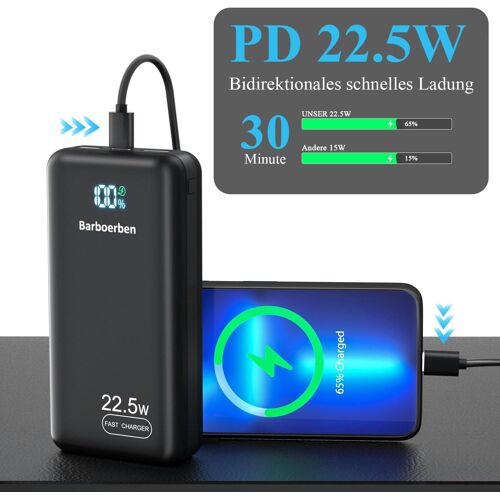 Power Bank 25,800 Mah 22,5 W Pd20w Batterie Externe Pour Téléphone Portable À Charge Rapide Usb C Avec Écran Led Chargeur Portable Pour Smartphones