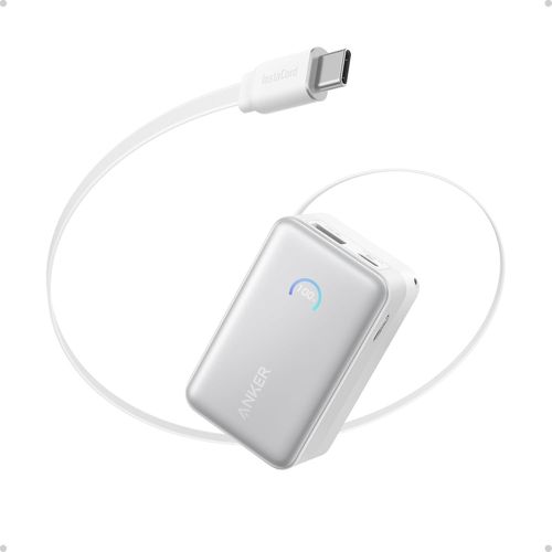 Lbgwp60-Nano Batterie Externe 10000 Mah Avec Câble Rétractable Instacord 70 Cm, Banque Dalimentation Compacte 45 W Power Bank, Affichage Intelligent, Pour Iphone 16 Pro , Ipad, Galaxy, Pixel