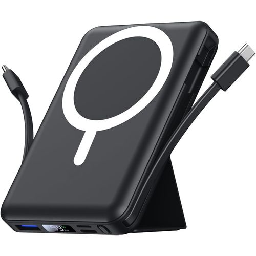 Batterie Externe Magnétique Compatible Avec Magsafe, 10000mah Sans Fil Powerbank Charge Rapide Pd 22.5w Avec 2 Câble Et Support Et Affichage Led, Compatible Iphone 16/15/14/13/Pro/Pro Max/Pl[Z67]
