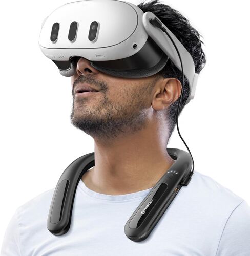 Batterie Externe Pour Meta Quest 3s/3,10 000 Mah,Tour De Cou Pour 3 À 5 Heures De Lecture,Chargeur Rapide Pd Pour Vr Oculus Quest 3s/3/2/1/Pro,Pico 4,Htc Vive,Psvr 2 Noir