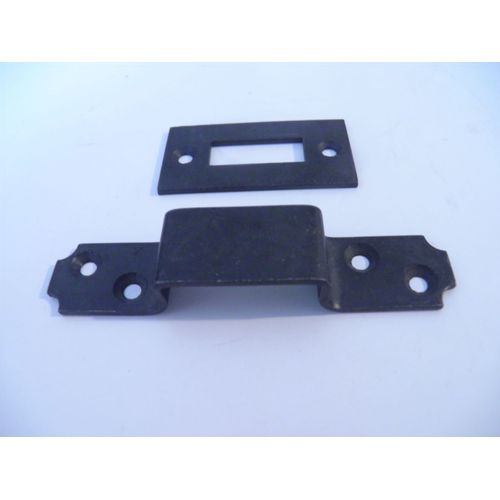 2 Gâches de verrou à coulisse BOUVET 1 plate + 1 coudée, Noire rustique