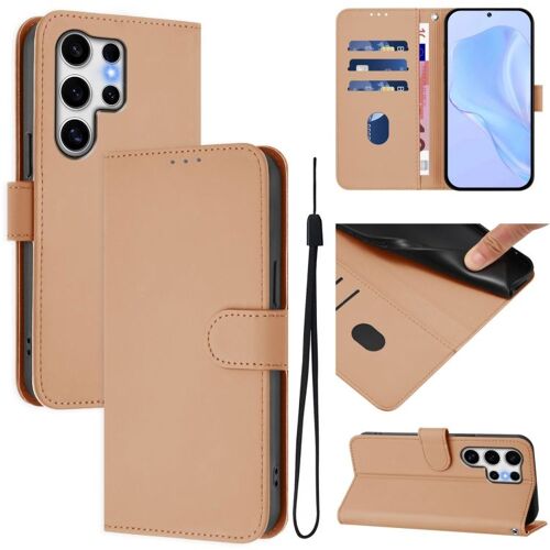 Étui En Cuir Uni Avec Cordon Pour Samsung Galaxy S25 Ultra 5g, Nu