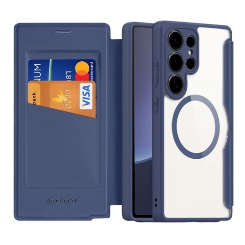 Étui DUX DUCIS Skin X Pro en cuir pour Samsung Galaxy S25 Ultra 5G, compatible Magsafe, Bleu