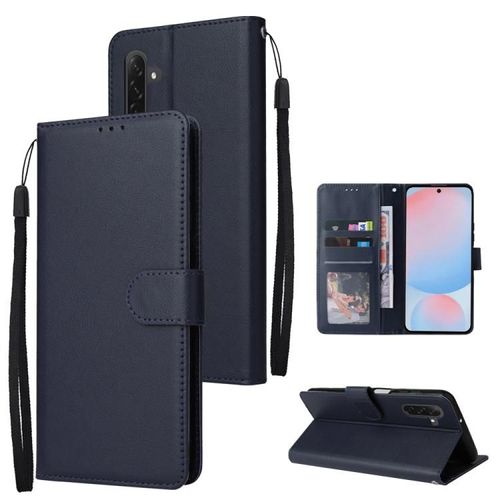 Étui En Cuir Multifonction Pour Samsung Galaxy A56 5g Avec 3 Emplacements Pour Cartes, Bleu Foncé