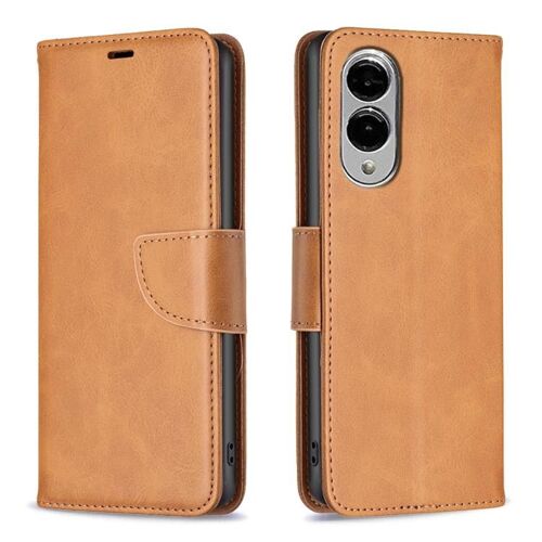 Étui En Cuir D'agneau Pour Samsung Galaxy S25 Edge 5g - Couleur Unie, Jaune