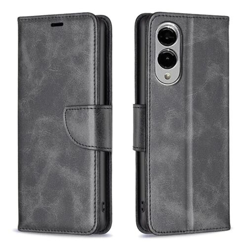 Étui En Cuir D'agneau Pour Samsung Galaxy S25 Edge 5g - Couleur Unie, Noir