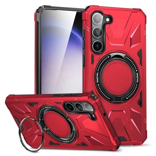 Coque Magsafe Antichoc Pour Samsung Galaxy S24 5g Avec Support, Rouge