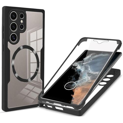 Coque Magsafe Pour Samsung Galaxy S22 Ultra 5g - Texture Cd, Noir