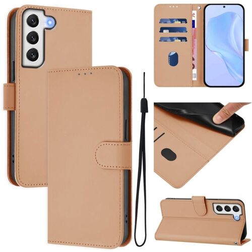 Étui En Cuir Uni Avec Cordon Pour Samsung Galaxy S22+ 5g, Nu
