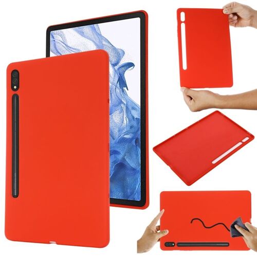 Étui En Silicone Liquide Pour Samsung Galaxy Tab S9 Ultra / S10 Ultra, Rouge