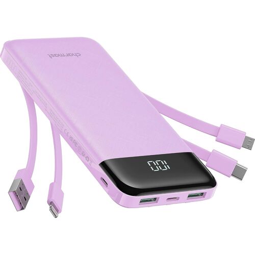 Power Bank,Batterie Externe Fine 10 000 Mah Avec Câble Usb C Et Écran Led,6 Sorties,Petite Mais Puissante,Compatible Avec Iphone 16,15,14,13,12 Pro Max,Huawei,Samsung,Tablette
