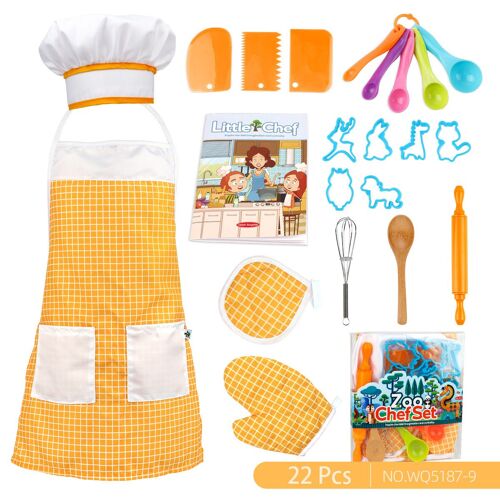 Enfants Maison Cuisine Jouet Fille Cuisine Cuisine Ustensiles De Cuisine Outils De Cuisson Tablier À Gâteau Chapeau De Chef, Jaune