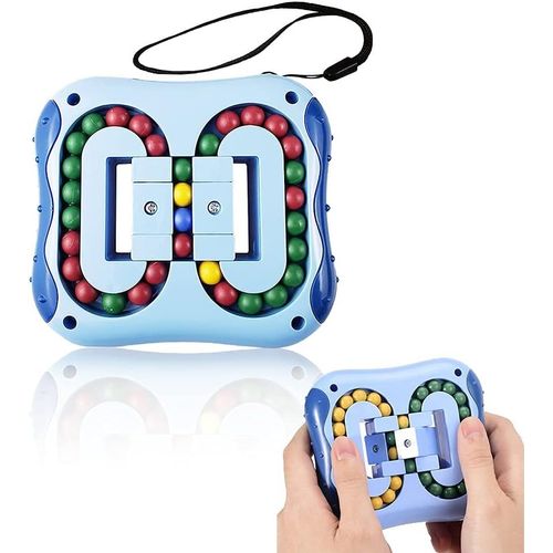 Jouets de cube magique rotatif, Fidget Spinners Cube de décompression carré rotatif Petites perles Intelligence éducative Coordination Fidget Spinning pour enfants et adultes (bleu)