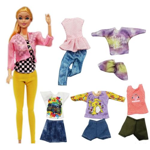 Ensemble de 7 pièces de vêtements pour poupée Barbie de 30 cm Costume de mode Neuf pour