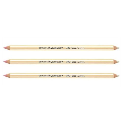 Faber-Castell Lot De 3 Crayons Gomme Perfection 7057 Double Pointe Doré