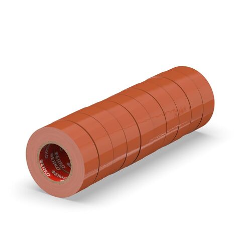 Ruban adhésif isolant électrique PVC 15mm x 10m 10 pièces Brun Réparation de câbles électriques Très flexible avec une forte adhérence Résistant aux produits chimiques