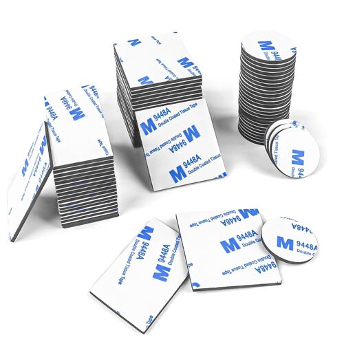 Double Face extra Fort,60 pcs Carrées Adhesif Ddouble Face,Adhésif Double Face Puissant Coller au Lieu de Percer Pour Murs sol,Portes,Verres et Métaux Bande Adhésive extra Forte