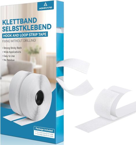 Scratch Autocollant Double Face Extra Fort,Bande Scratch Adhésif Bande Agrippantes Adhésives Autocollant,Adhésives puissant Hook Loop Rubans pour Ménage,Bricolage Et l'artisanat,20mmx5m