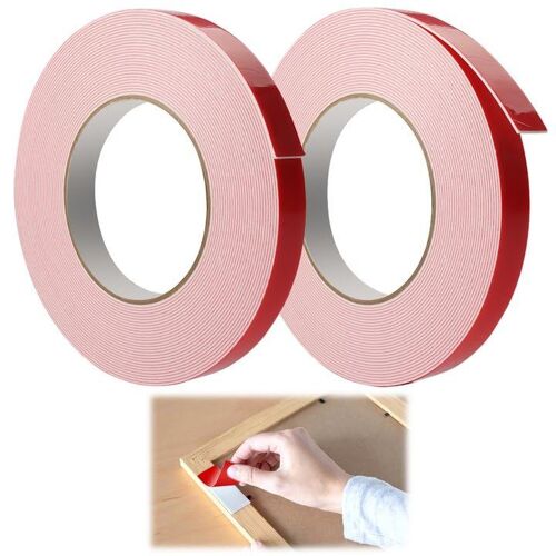 2 Pi¿¿Ces 10m X 15mm Double Face Puissant Imperm¿¿Able, Ruban Adh¿¿Sif Extra R¿¿Sistant Temp¿¿Ratures ¿¿Lev¿¿Es, Collant Double Face Pour Bandes Lumineuses, Cadres Photo, Accessoires Voiture,Les Murs