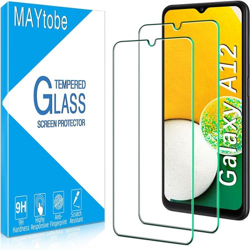 Pack Of 2 Tempered Glass Screen Protectors For Samsung Galaxy A12, Bubble-Free, 9h Hardness, Anti-Scratch, Anti-Fingerprint, High Definition Glass Protection