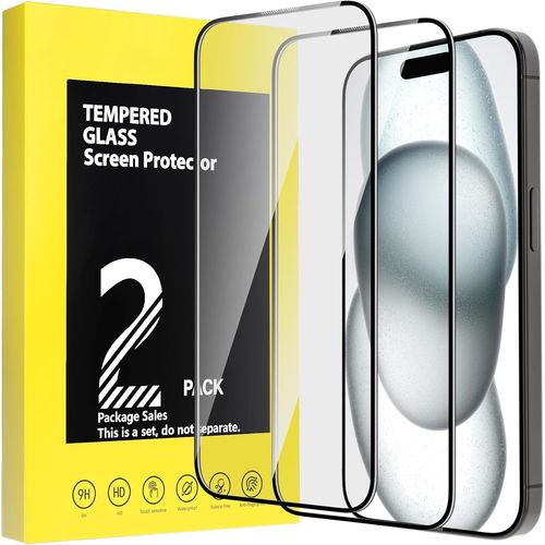 Verre Trempé For Iphone 16/15 6.1 Pouces. 2 Pièces Film Protection Anti Rayures Vitre Dureté 9h Ultra Résistant Protege Écran Sans Bulles D'air 0.33mm Hd Clear Transparent