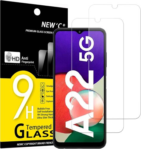 Pack Of 2 Tempered Glass Screen Protector Film For Samsung Galaxy A22 5g (Not For Samsung A22 4g), Effective Anti-Scratch ¿ Ultra Resistant (0.33 Mm Hd Ultra Transparent) 9h Hardness Glass